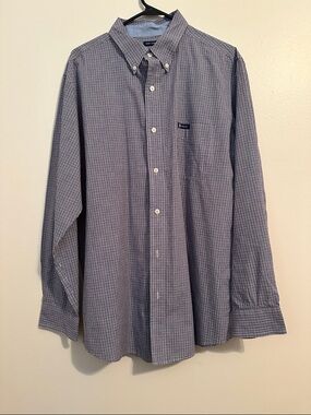 Chaps Blue & White Micro-Check Button-Down Shirt